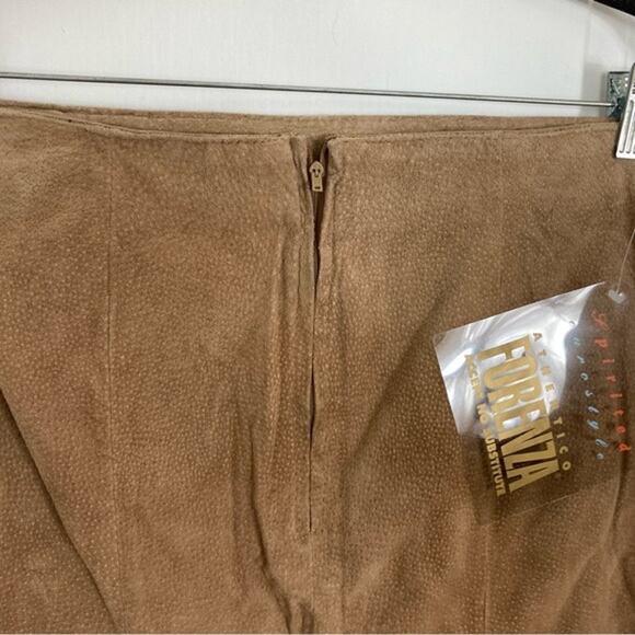 New/Nwt FORENZA Skirt 12 Suede Leather Tan/Brown Zip Lined Knee Straight - Picture 4 of 12